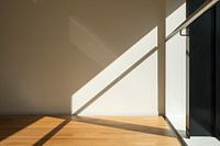 Abstract lines of shadow, railing and floor