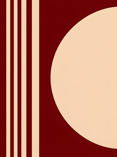 Rayures bordeaux et cercle crème