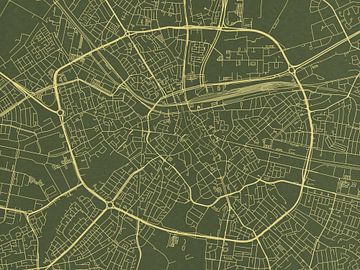 Carte de Eindhoven en or vert sur Map Art Studio