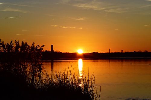 Zonsondergang Cospudener See Leipzig