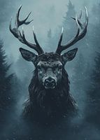 Majestätische Hirsche im Winterwald