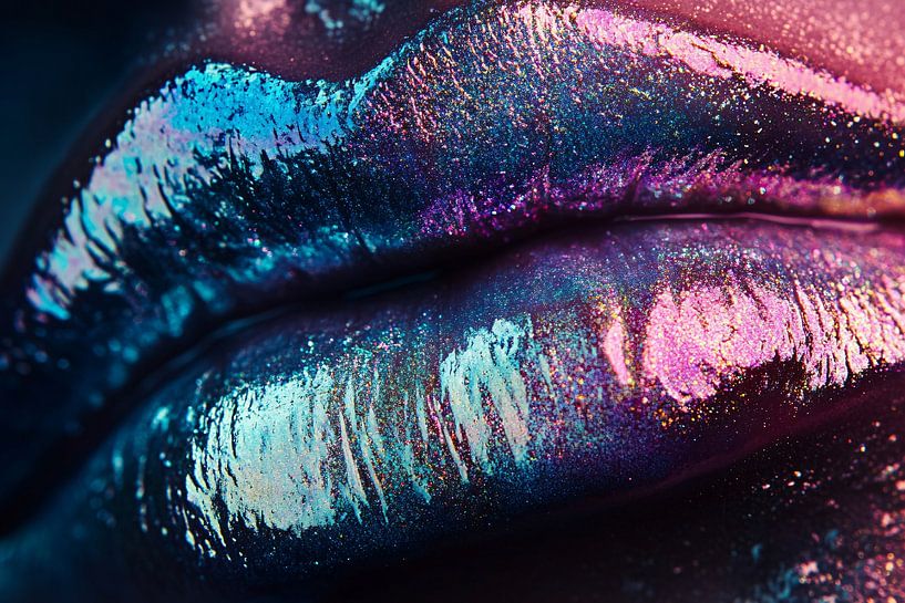 Bunt schimmernde Lippen Großaufnahme von Art & Soul Creations