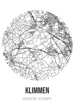 Klimmen (Limburg) | Landkaart | Zwart-wit van MijnStadsPoster