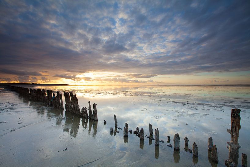 Letztes Licht auf dem Wattenmeer von Ron Buist