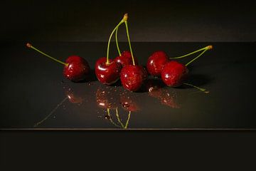 Rode kersen. Fruit van de zomer. Contemporary  van Alie Ekkelenkamp