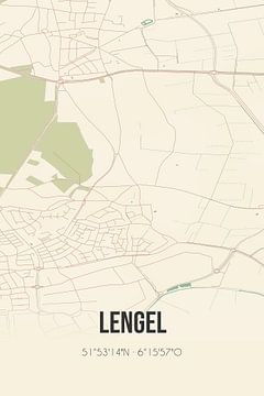 Vintage map of Lengel (Gelderland) by Rezona