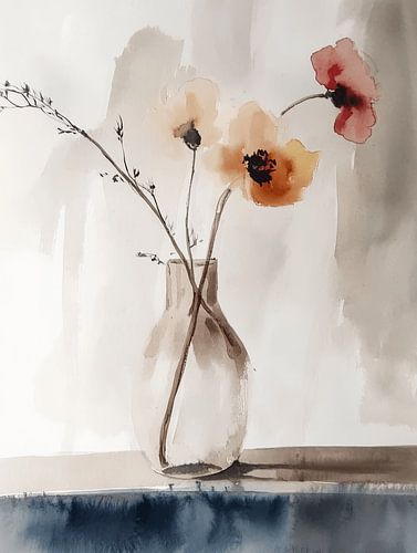 Nature morte aux fleurs sur Japandi Art Studio