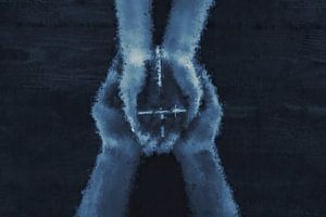 Het kruis in de handen im stil 'Deep Blue' von Whale & Sons