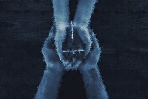 Het kruis in de handen with the style 'Deep Blue'