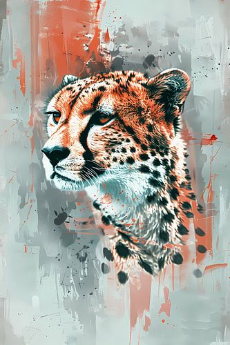 Art numérique du guépard sur fond abstrait