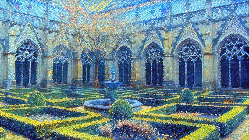 Pandhof de l'église Dom dans le style Van Gogh par Slimme Kunst.nl