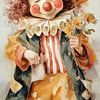 happy clown in aquarel van Gelissen Artworks