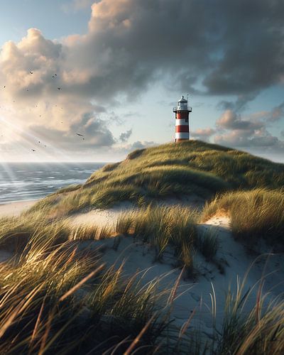 Vuurtoren met stormachtige wolken