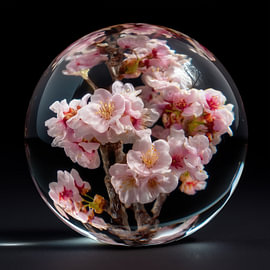 Rosa Blütenzweig in einer Glaskugel von TheXclusive Art