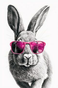 Cooler Hase mit Pinker Sonnenbrille