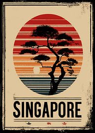Silhouette bei Sonnenuntergang in Singapur von Art Kingdom