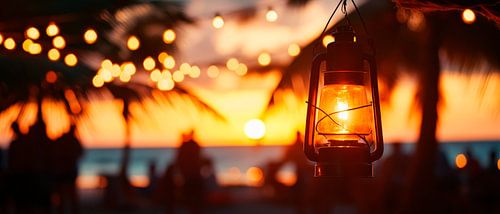 Romantic campfire on the beach by Poster Art Shop