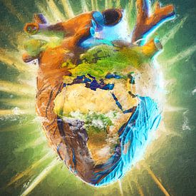 Verset de l'année 2024 : Que tout ce que vous faites soit fait avec amour. Motif Cœur global Variante sans texte sur Jonathan Schöps | UNDARSTELLBAR.COM — Pensées visuelles sur Dieu