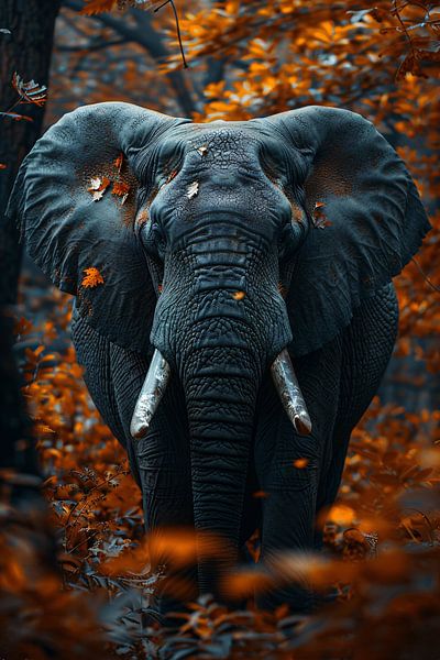 Elefant in Herbstlandschaft von Art & Soul Creations