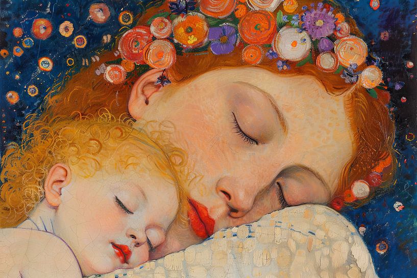 picturesque portrait classic mother with child by Egon Zitter