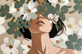 Bloemenportret | Wit | Dromerig | Botanisch van Imperial Art House