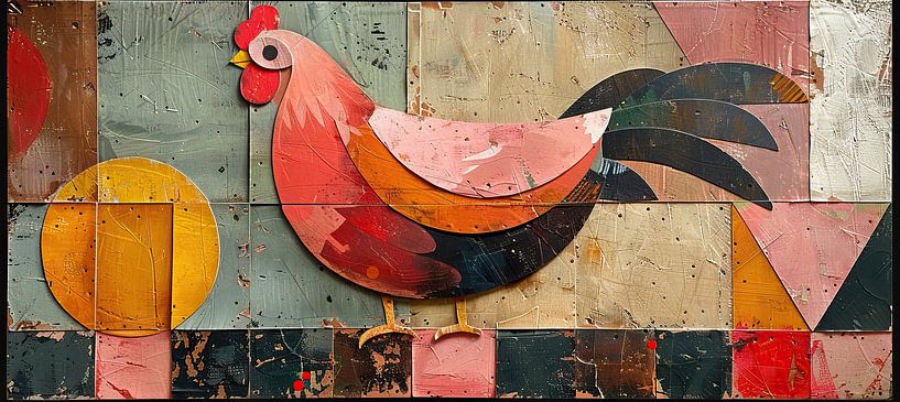 Peinture de poulet | Poulet géométrique par Collection Moderne
