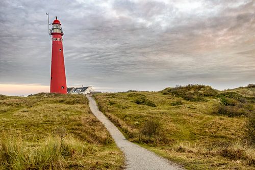 Phare dans les dunes à l'île de Schiermonnikoog dans les dunes