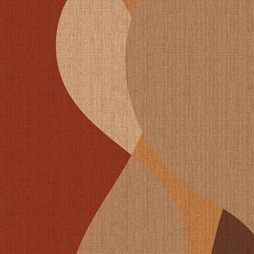 Retro abstracte kunst. Golven in warme kleuren nr.5 van Dina Dankers