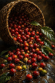 Frische Kaffeekirschen nach dem Regen I Indonesien I Regenernte von Vínculae