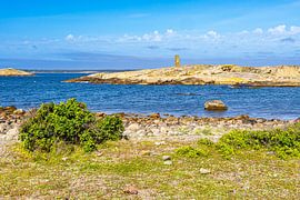 Gebüsch und Ruine an der Küste der Insel Saltö nahe Strömsta