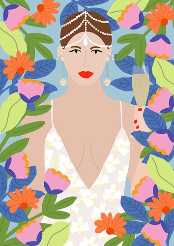 La reine de l'été parmi les fleurs