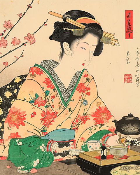 Geisha thee ceremonie_01 van Peet de Rouw