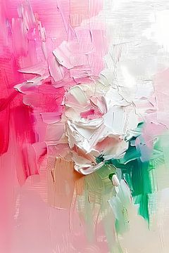 Kleurrijke abstracte bloemen schilderij van De Muurdecoratie