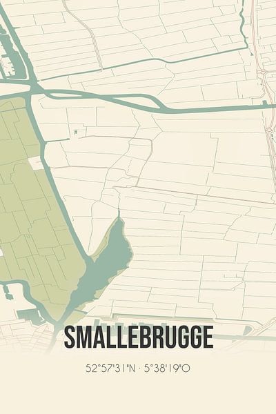 Vintage map of Smallebrugge (Fryslan) by Prints of Place