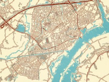 Kaart van Tiel in de stijl Blauw & Crème van Map Art Studio