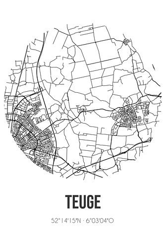 Teuge (Gelderland) | Karte | Schwarz und Weiß