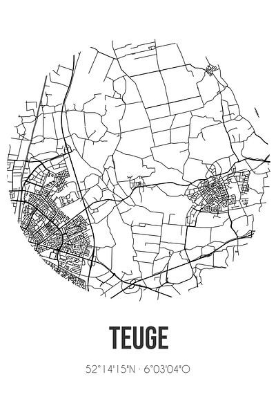 Teuge (Gelderland) | Map | Black and white by Prints of Place