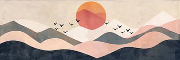 Zonsondergang in de woestijn - Minimalistische kunst van Poster Art Shop