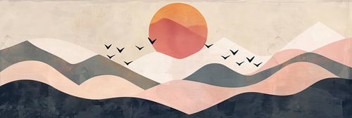 Zonsondergang in de woestijn - Minimalistische kunst