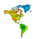 The Western Hemisphere in watercolour | Wall circle by WereldkaartenShop thumbnail