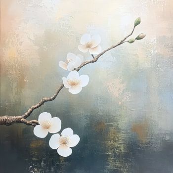 Blossom botanical Japandi style artwork