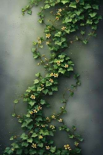 Groene klimplant: botanische groei met textuur