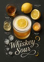 Whiskey Sour Cocktail Poster - Bourbon und Zitrone