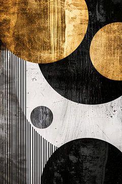 Abstracte Symmetrie in Zwart, Wit en Goud van De Muurdecoratie