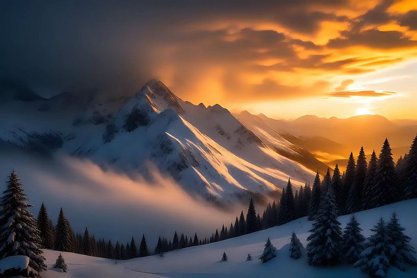 Lueur de la neige et couleurs du soir par Jean Pierre