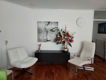 Photo de nos clients: Portrait de Craquele en noir et blanc sur Marijke de Leeuw - Gabriëlse