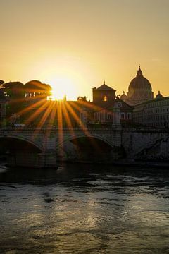 Kunst Architectuur Zonsondergang Sint Pieter Rome Italië van Martijn Jebbink Fotografie