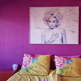 Klantfoto: In Bed with Madonna Abstract van Art By Dominic, op canvas