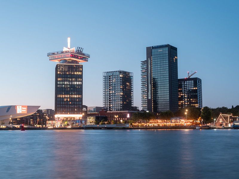 A&#039;dam tower Amsterdam blue hour long shutter speed by Margreet Riedstra