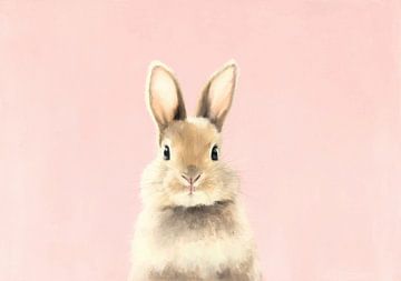 Young hare on pink by Niklas Maximilian